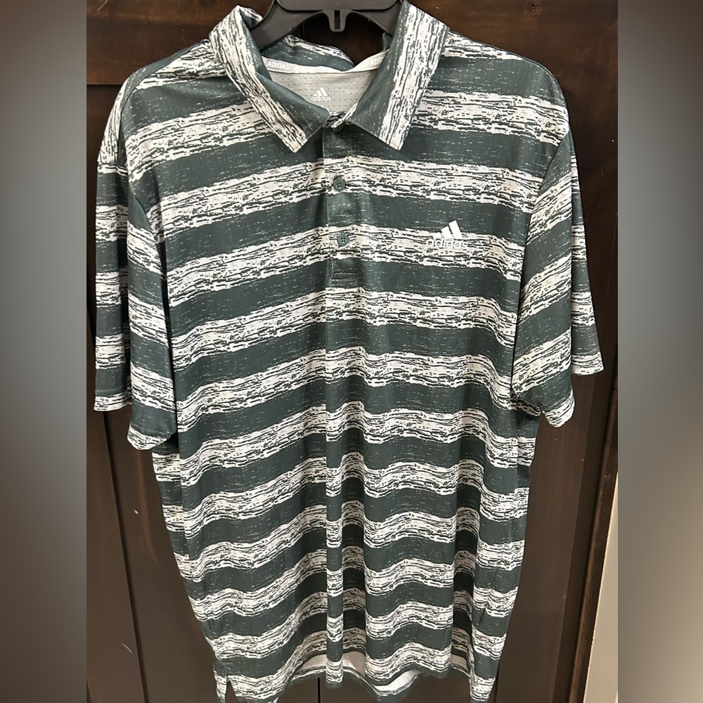 Adidas Striped Golf Polo Sz XL